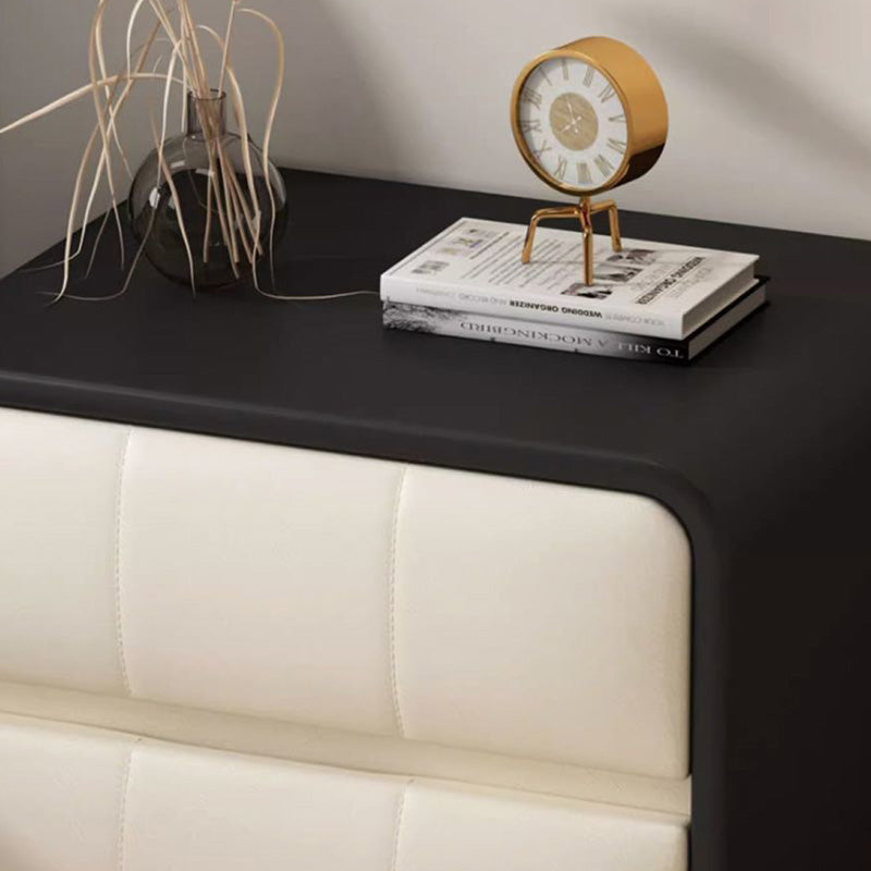 Minimalist Microfiber Leather Nightstand 2-Drawer — Dark Gray