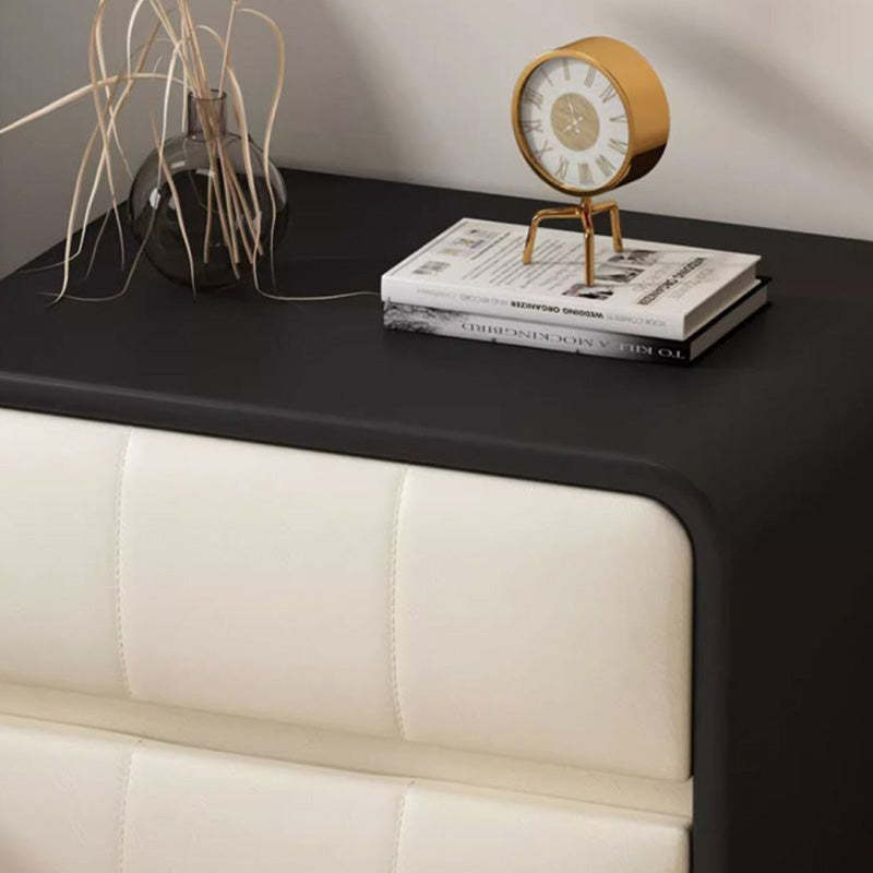 Minimalist Microfiber Leather Nightstand 2-Drawer — Dark Gray