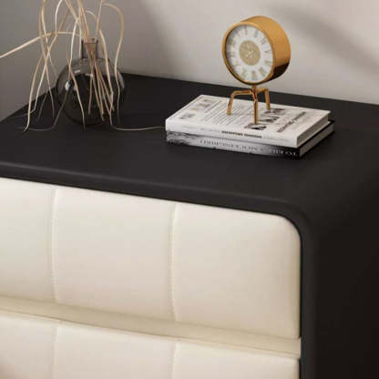 Minimalist Microfiber Leather Nightstand 2-Drawer — Dark Gray