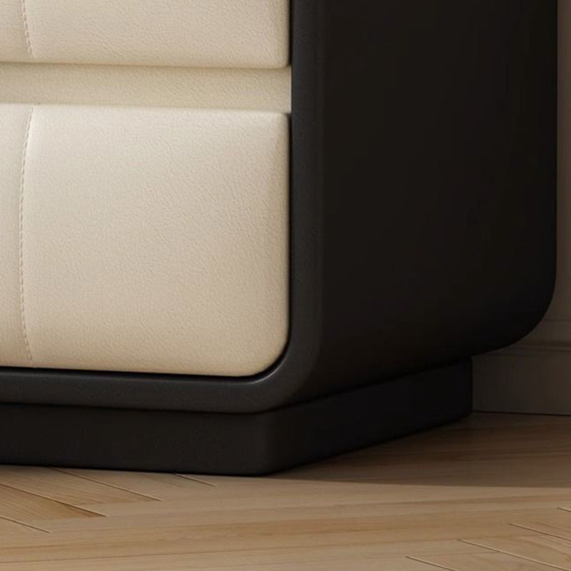 Minimalist Microfiber Leather Nightstand 2-Drawer