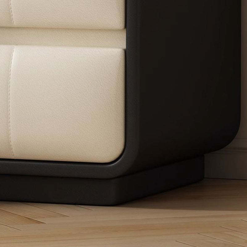 Minimalist Microfiber Leather Nightstand 2-Drawer