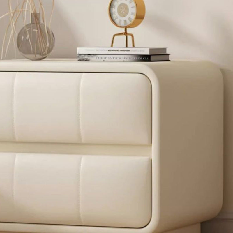 Minimalist Microfiber Leather Nightstand 2-Drawer