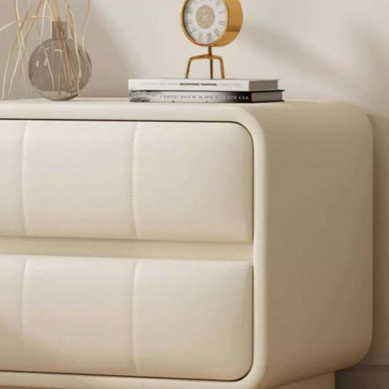 Minimalist Microfiber Leather Nightstand 2-Drawer