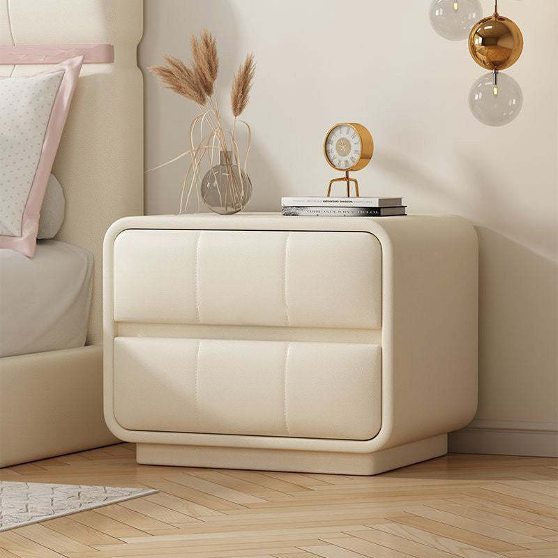 Minimalist Microfiber Leather Nightstand 2-Drawer