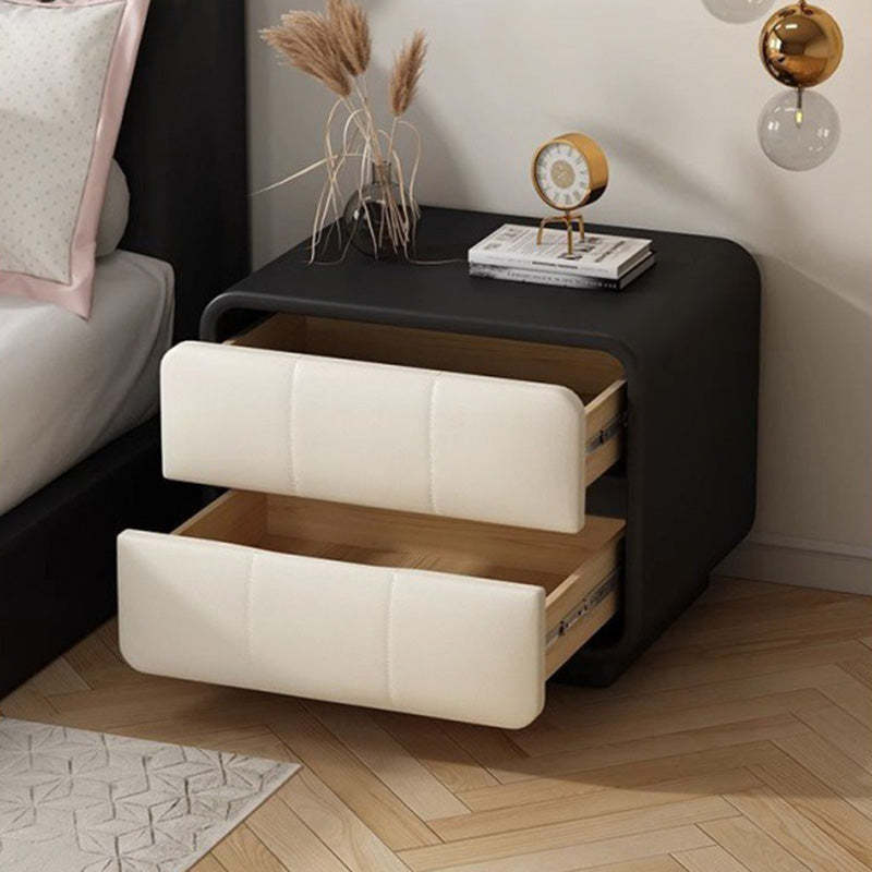 Minimalist Microfiber Leather Nightstand 2-Drawer