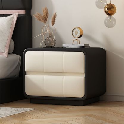 Minimalist Microfiber Leather Nightstand 2-Drawer
