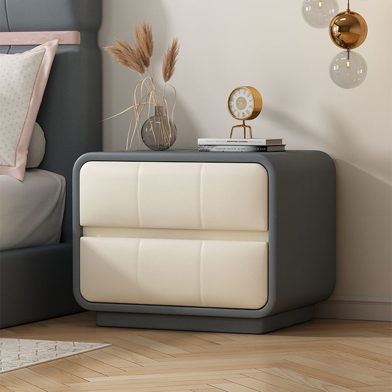 Minimalist Microfiber Leather Nightstand 2-Drawer