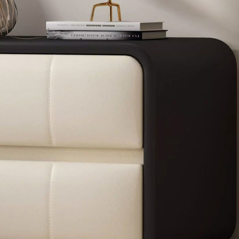Minimalist Microfiber Leather Nightstand 2-Drawer