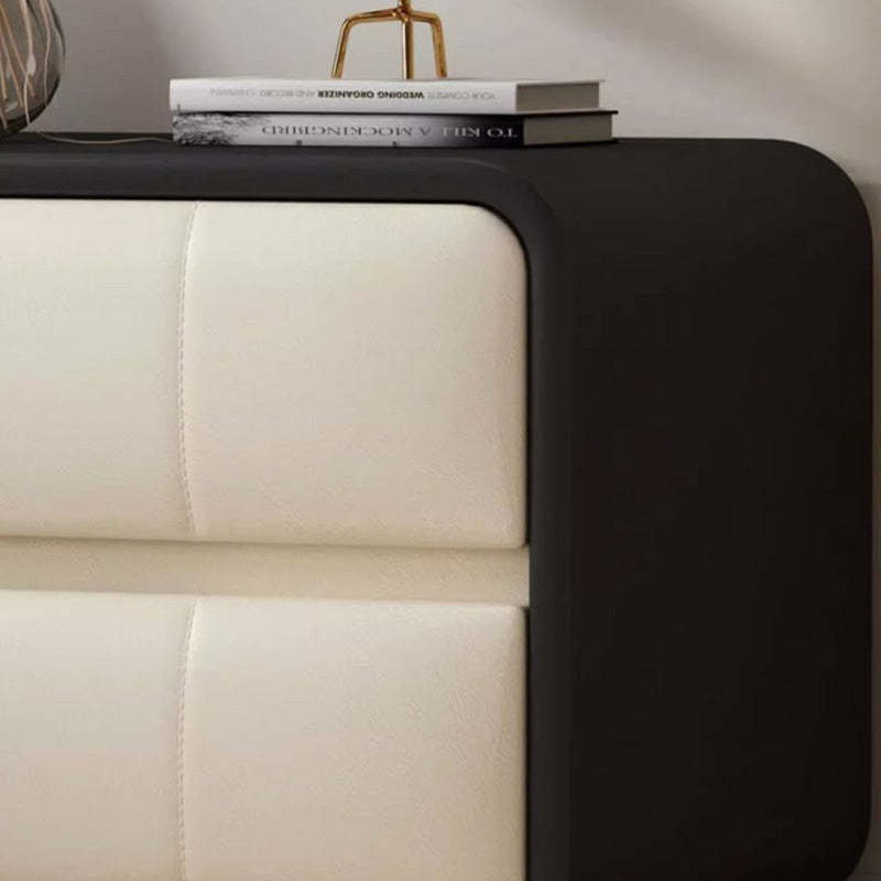 Minimalist Microfiber Leather Nightstand 2-Drawer