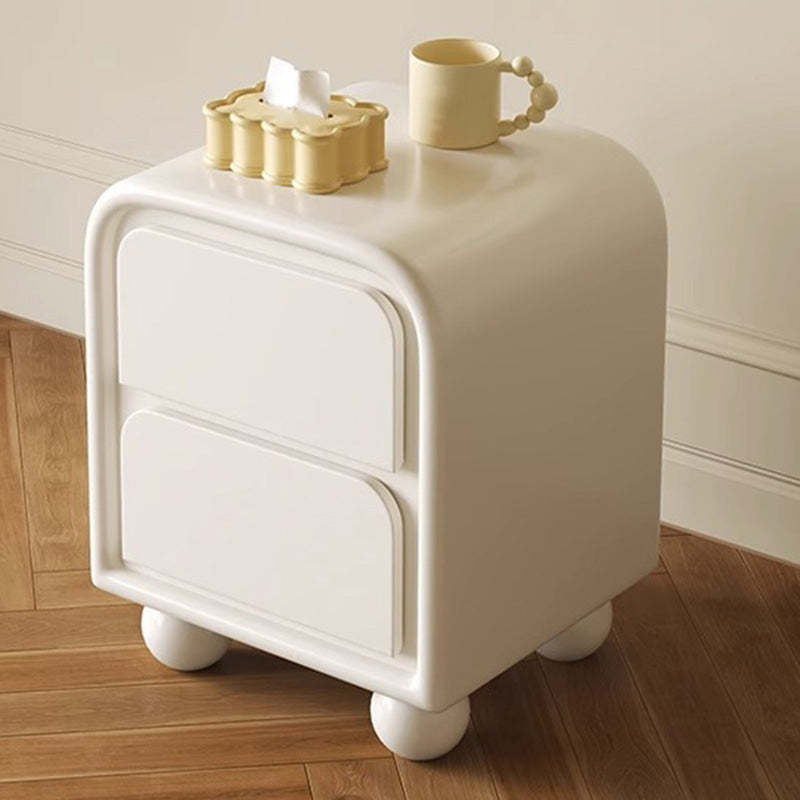 Minimalist Cream Solid Wood Ball-Base Nightstand