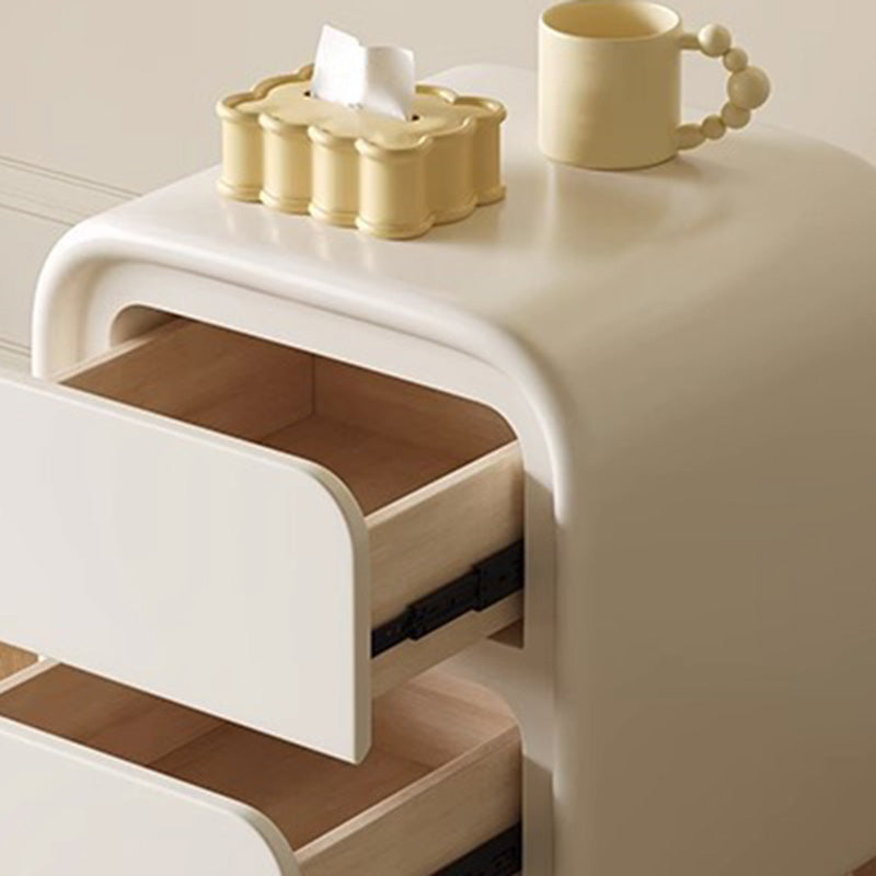Minimalist Cream Solid Wood Ball-Base Nightstand