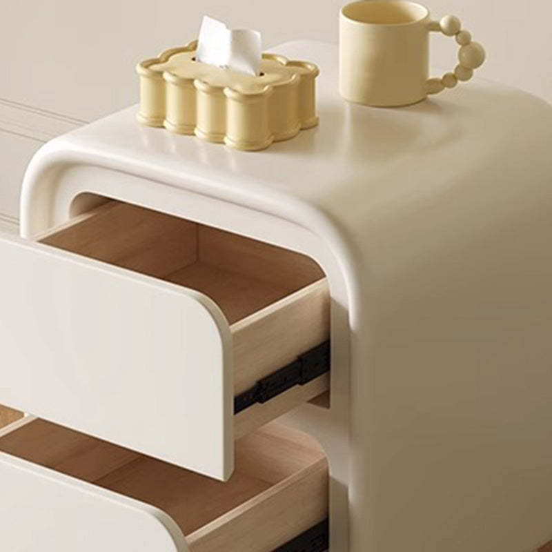 Minimalist Cream Solid Wood Ball-Base Nightstand