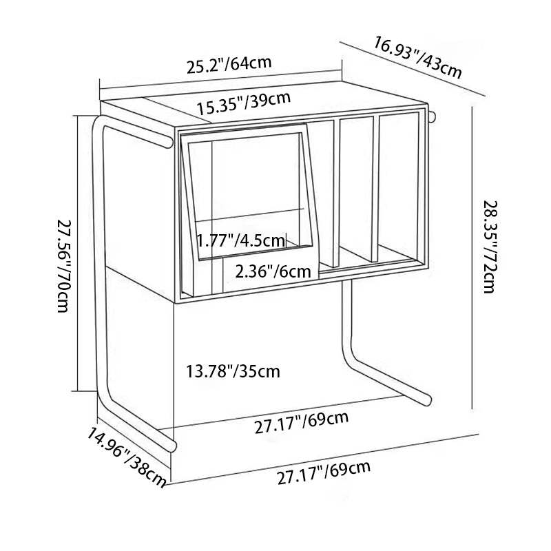 Retro Wood Stainless Steel 4-Storage Side Table