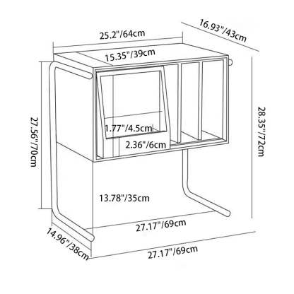 Retro Wood Stainless Steel 4-Storage Side Table