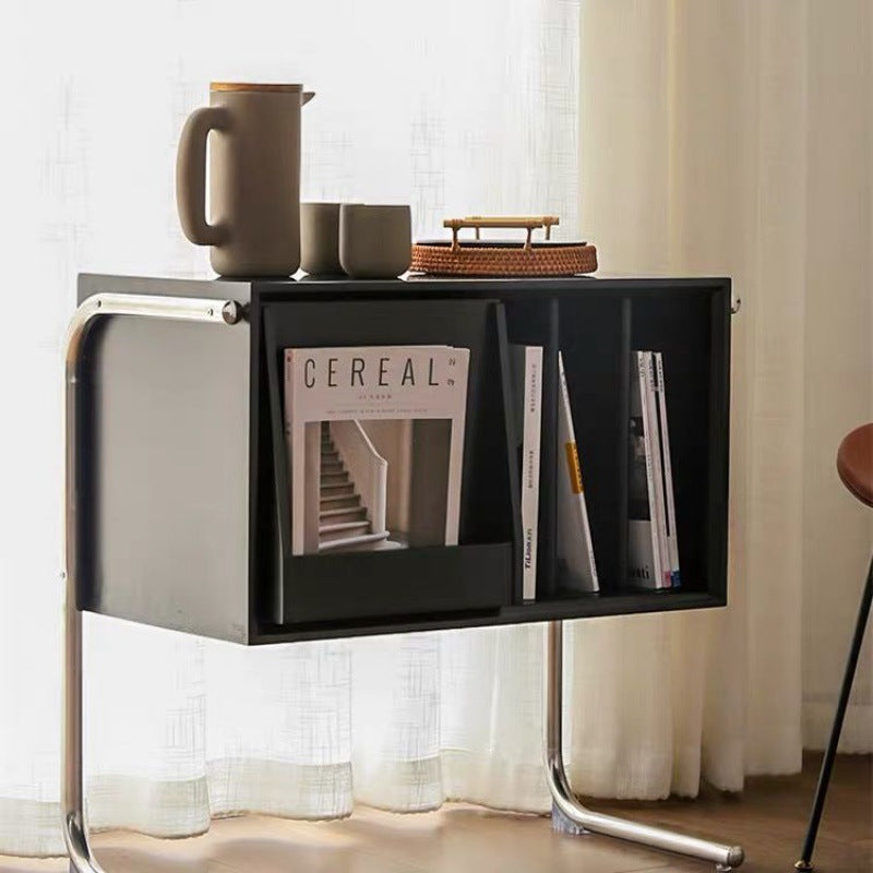 Retro Wood Stainless Steel 4-Storage Side Table