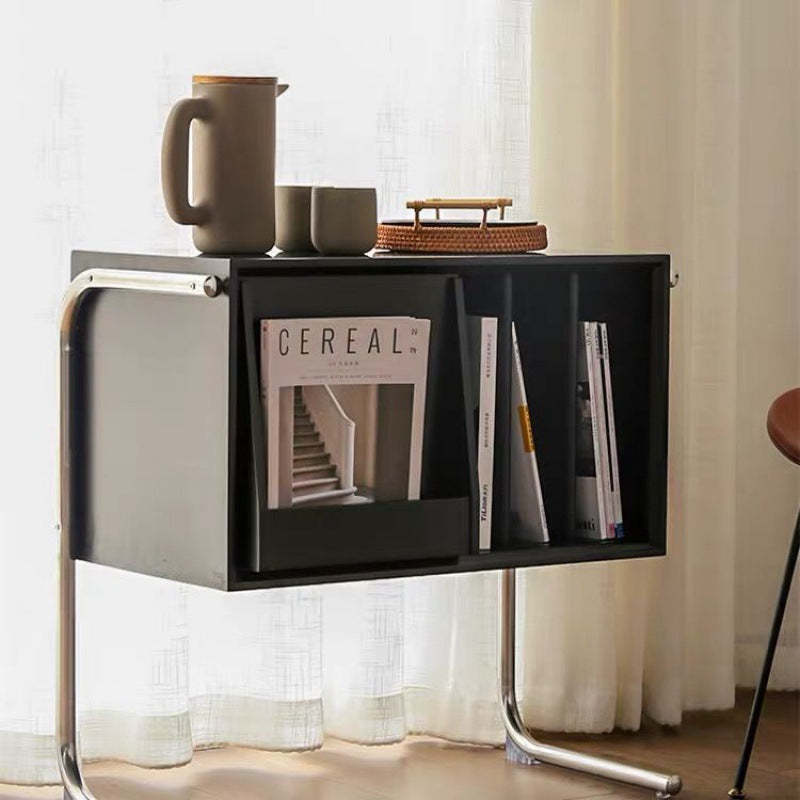 Retro Wood Stainless Steel 4-Storage Side Table