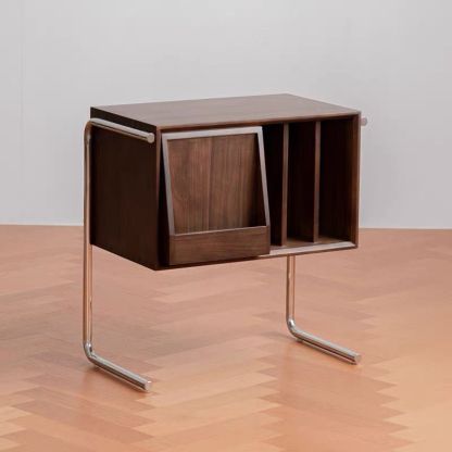 Retro Wood Stainless Steel 4-Storage Side Table
