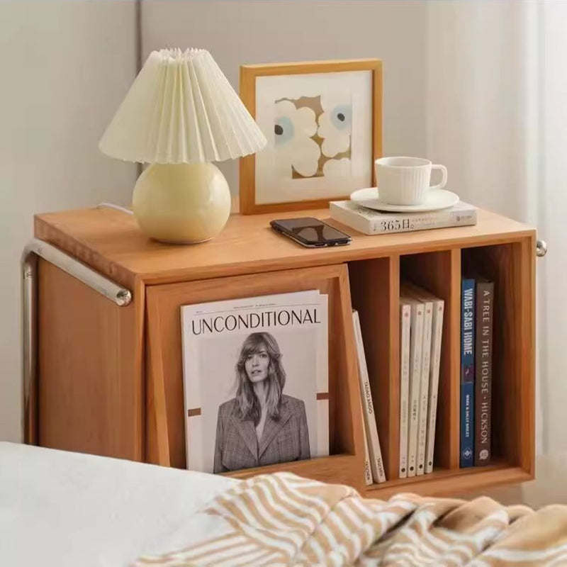 Retro Wood Stainless Steel 4-Storage Side Table