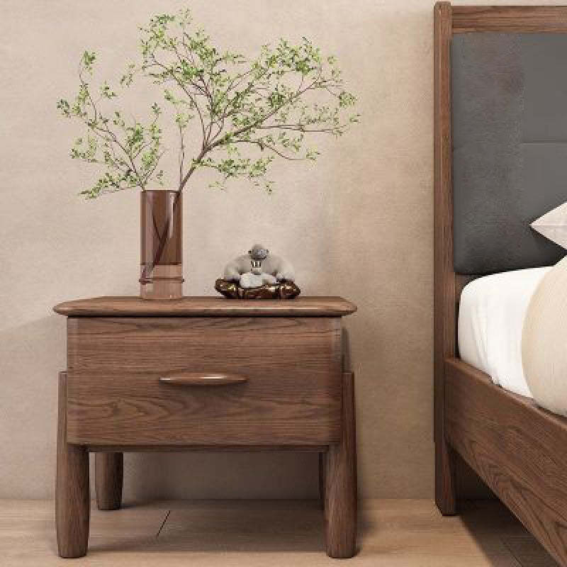 Chinese Solid Wood Nightstand 1-Drawer