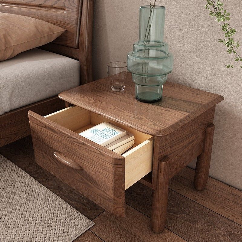 Lighom mid-century 1-drawer ash wood nightstands
