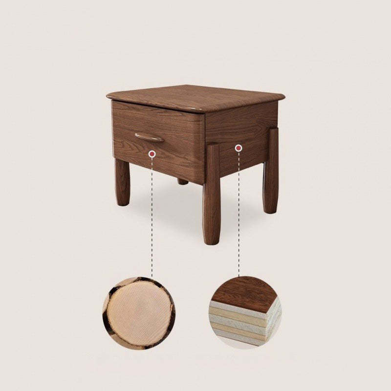 Chinese Solid Wood Nightstand 1-Drawer