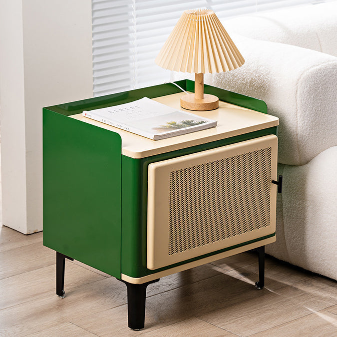 Retro Galvanized Perforated Panel Nightstand 1-Storage — Red