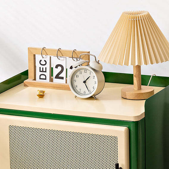 Retro Galvanized Perforated Panel Nightstand 1-Storage