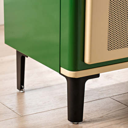 Retro Galvanized Perforated Panel Nightstand 1-Storage