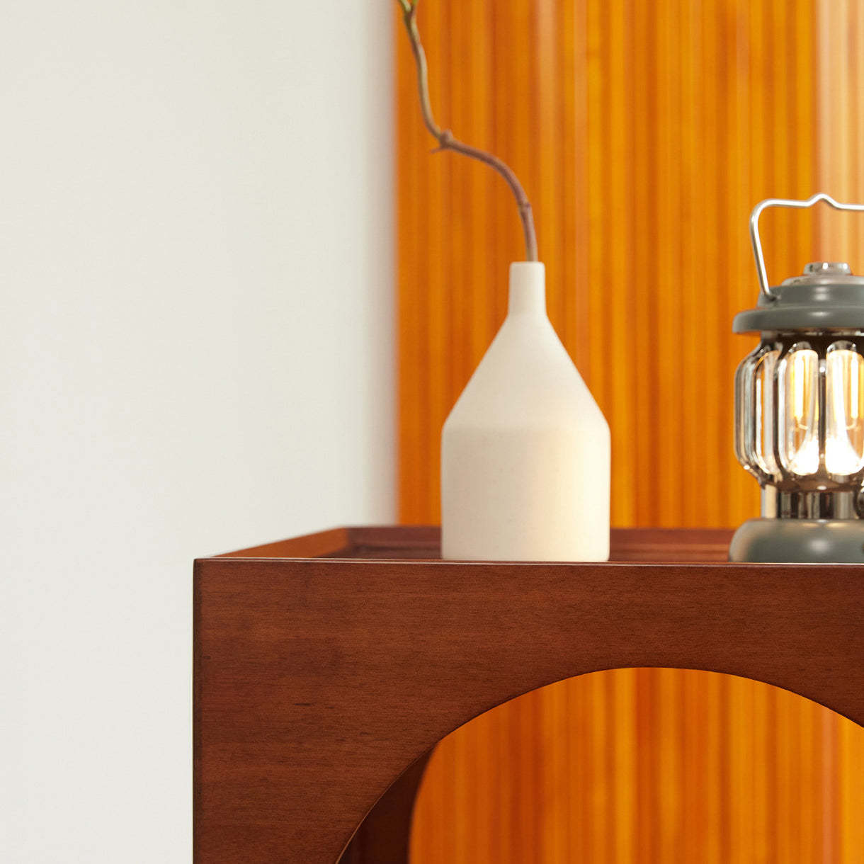 Minimalist Glass Wood 2-Tier End Table
