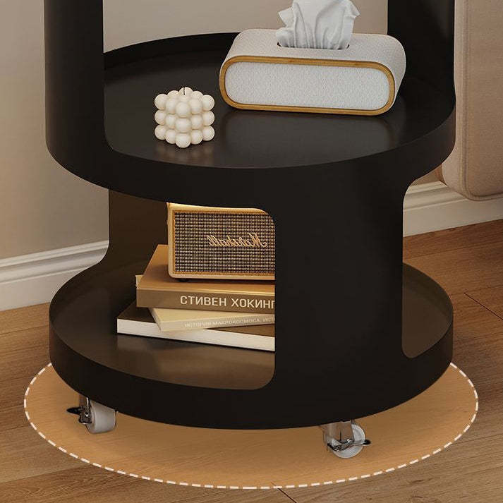 Minimalist Cylinder Glass Iron 3-Tier End Table