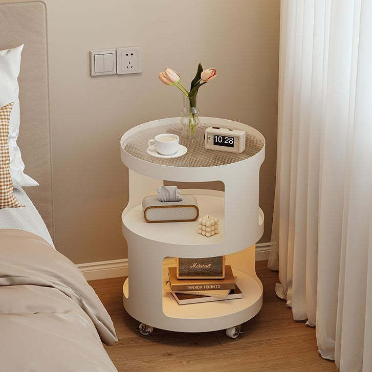 Minimalist Cylinder Glass Iron 3-Tier End Table