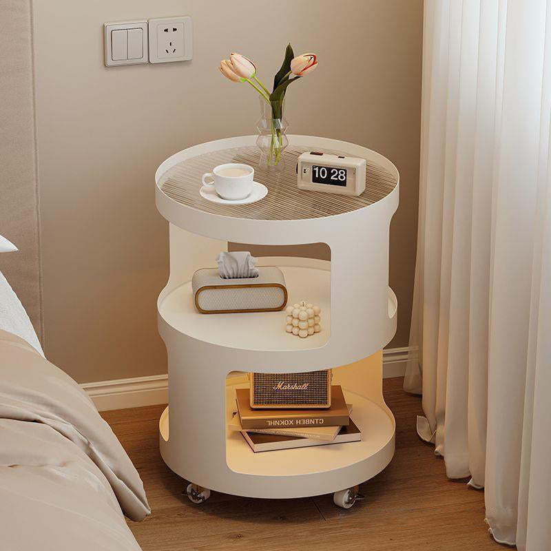 Minimalist Cylinder Glass Iron 3-Tier End Table