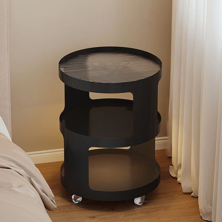 Minimalist Cylinder Glass Iron 3-Tier End Table