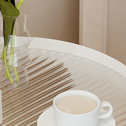 Minimalist Cylinder Glass Iron 3-Tier End Table