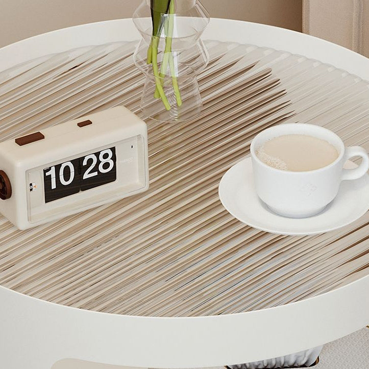 Minimalist Cylinder Glass Iron 3-Tier End Table