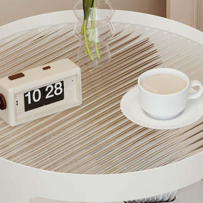 Minimalist Cylinder Glass Iron 3-Tier End Table