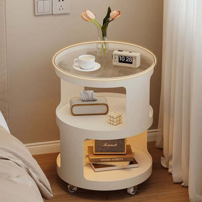 Minimalist Cylinder Glass Iron 3-Tier End Table