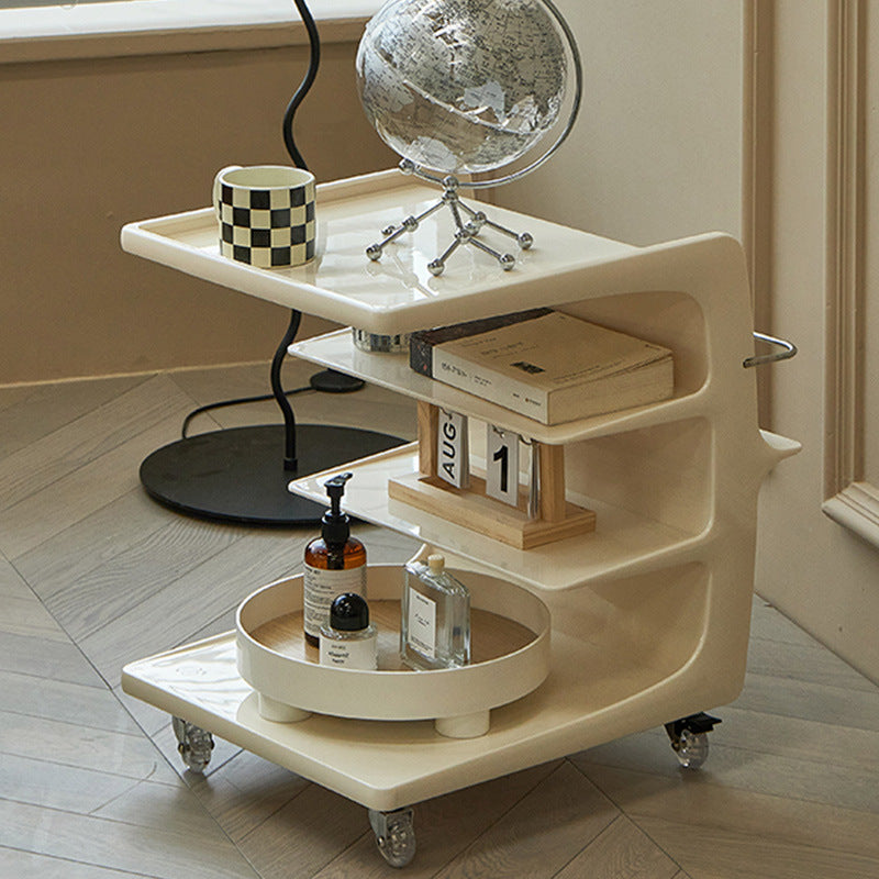 Scandinavian Stainless Steel C-Shape End Table — White