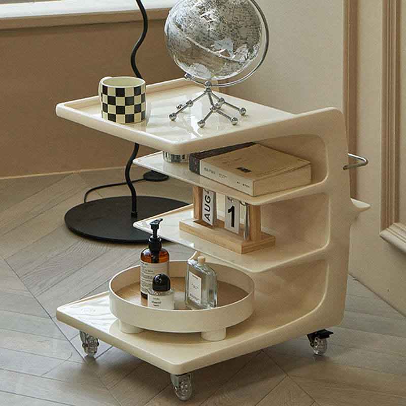 Scandinavian Stainless Steel C-Shape End Table — White
