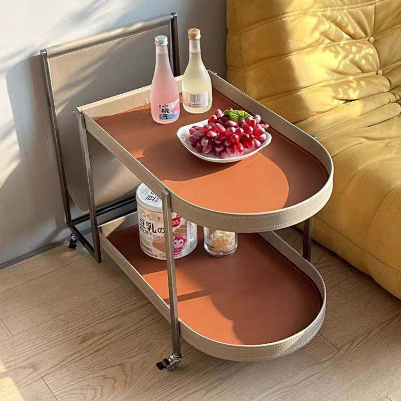 Minimalist Corner Leather Metal End Table — White