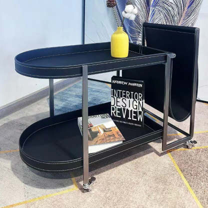 Minimalist Corner Leather Metal End Table
