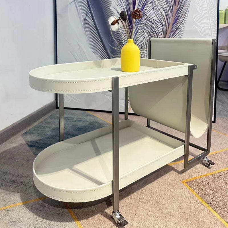 Black metal leather end corner end & side tables - minimalist