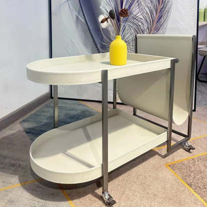 Minimalist Corner Leather Metal End Table