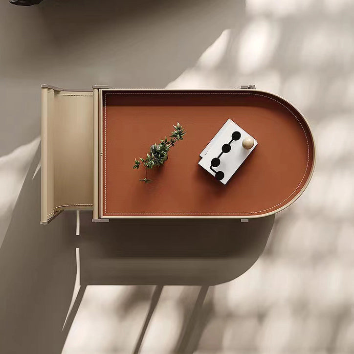 Minimalist Corner Leather Metal End Table