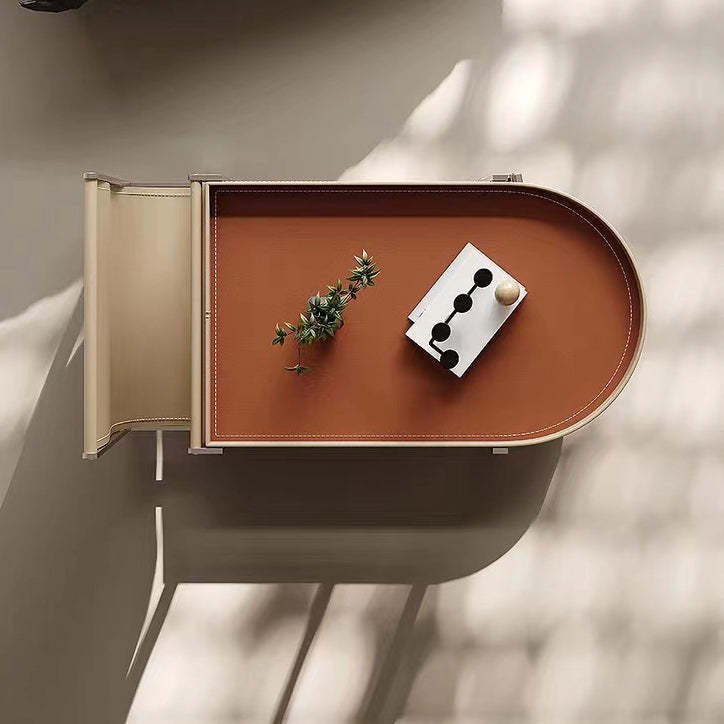 Minimalist Corner Leather Metal End Table
