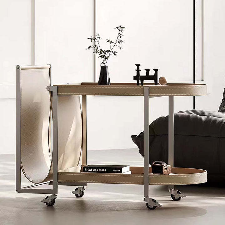 Minimalist Corner Leather Metal End Table
