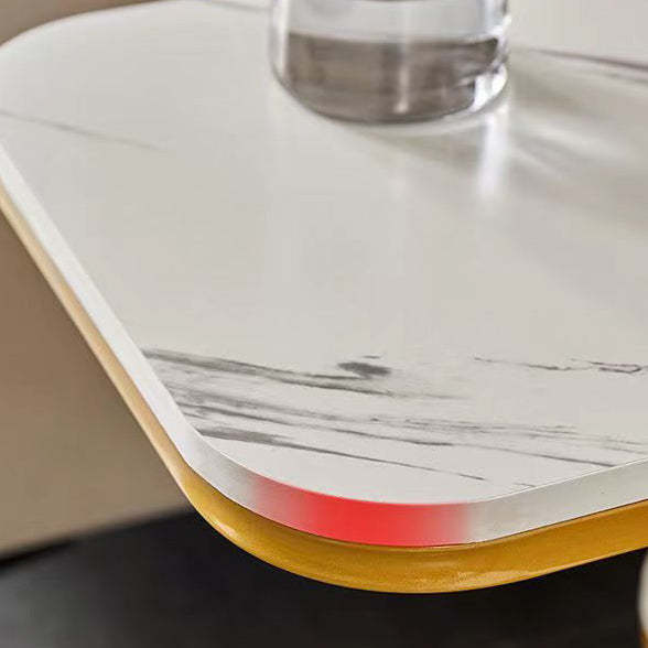 Minimalist Marble Grain Steel Frame End Table 1/2-Tier — 2 / Black Tabletop + Gold Frame
