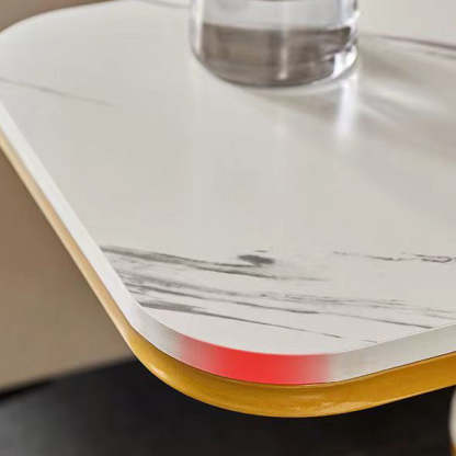 Minimalist Marble Grain Steel Frame End Table 1/2-Tier — 2 / Black Tabletop + Gold Frame