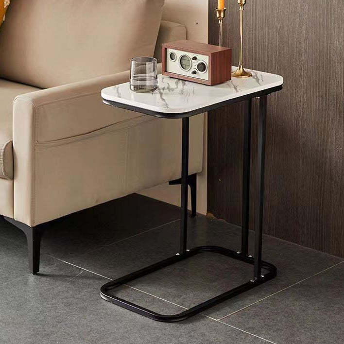Minimalist Marble Grain Steel Frame End Table 1/2-Tier