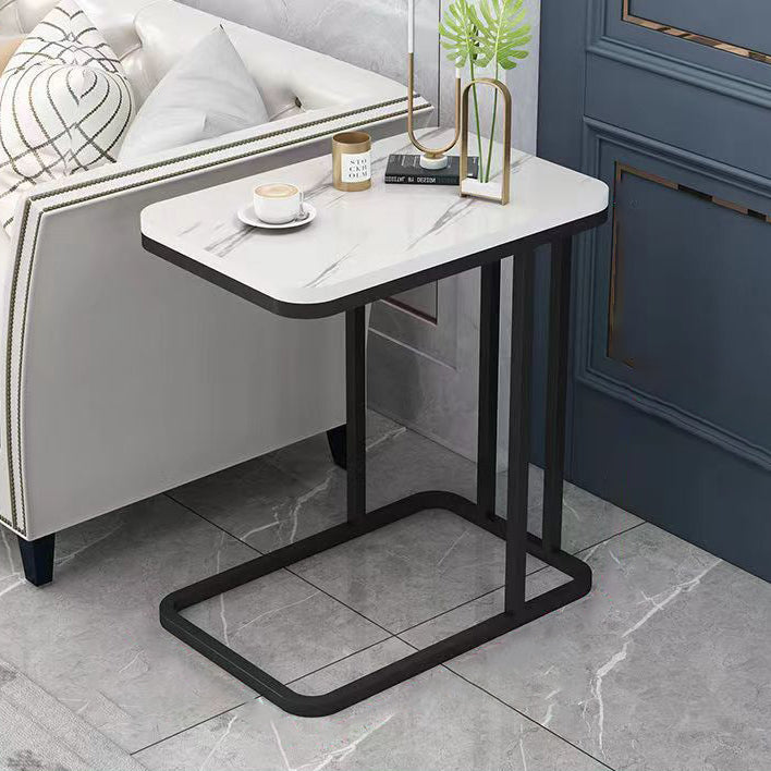 Minimalist Marble Grain Steel Frame End Table 1/2-Tier